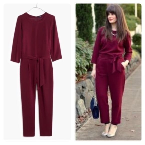 Madewell Pants - Madewell Red Sloan Belted Waist Jumpsuit